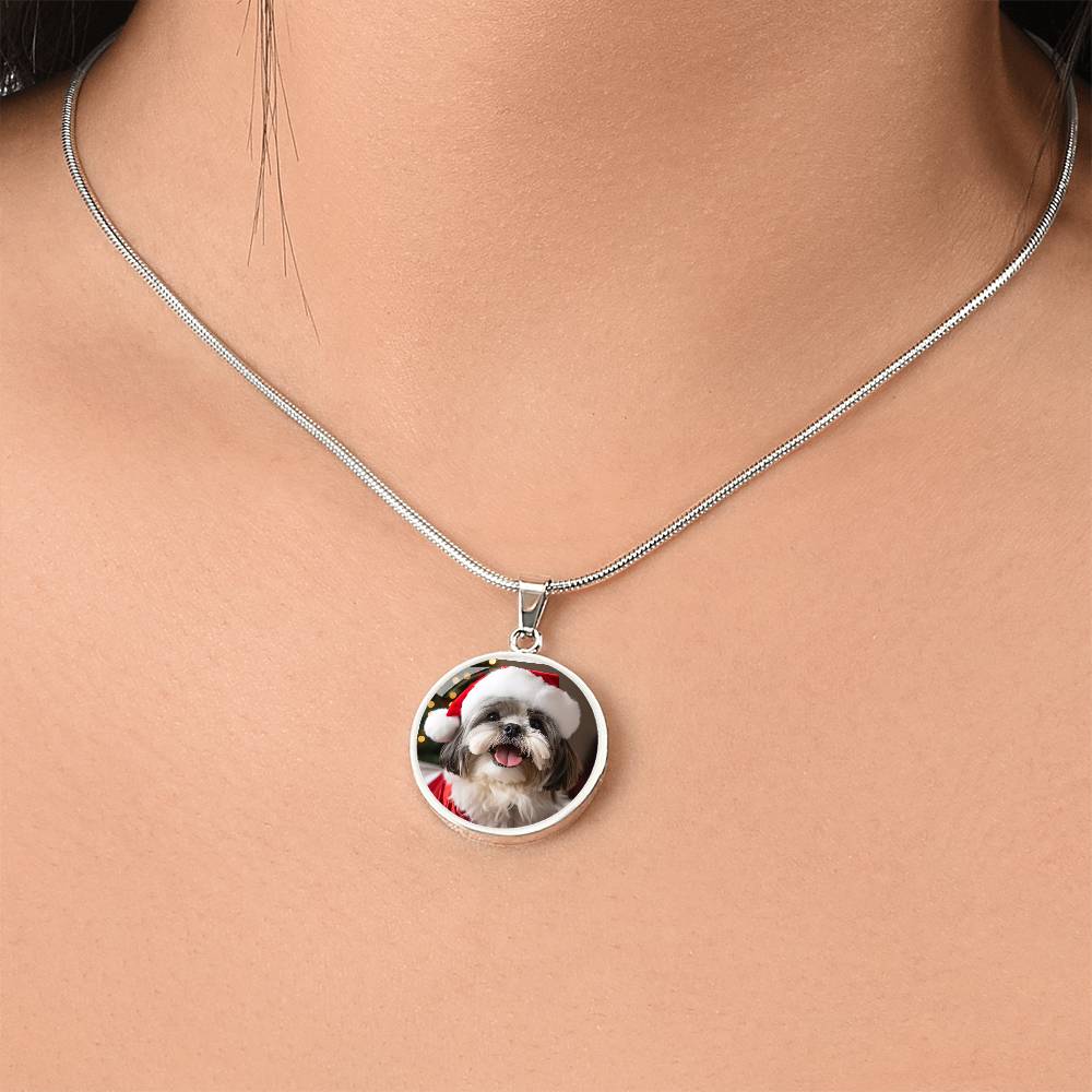 Personalized Custom Photo Shih Tzu Circle Necklace (Put Your Shih Tzu on a Necklace)