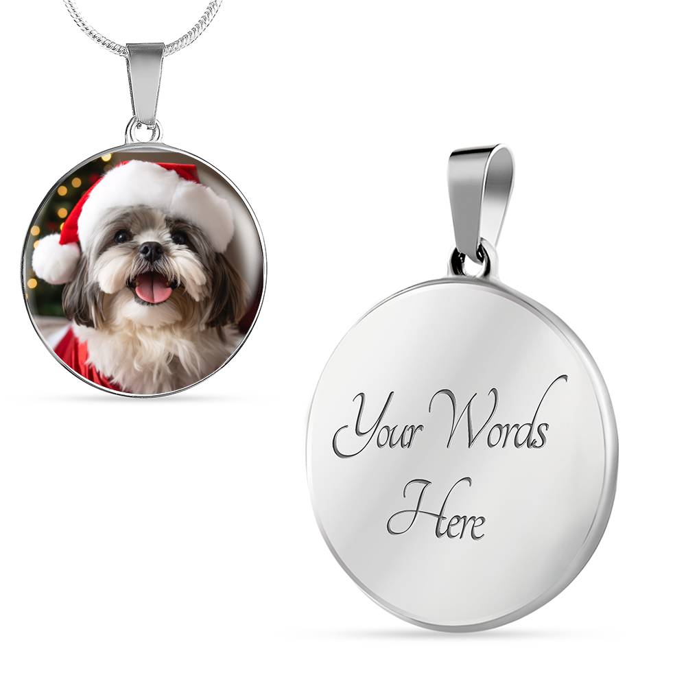 Personalized Custom Photo Shih Tzu Circle Necklace (Put Your Shih Tzu on a Necklace)