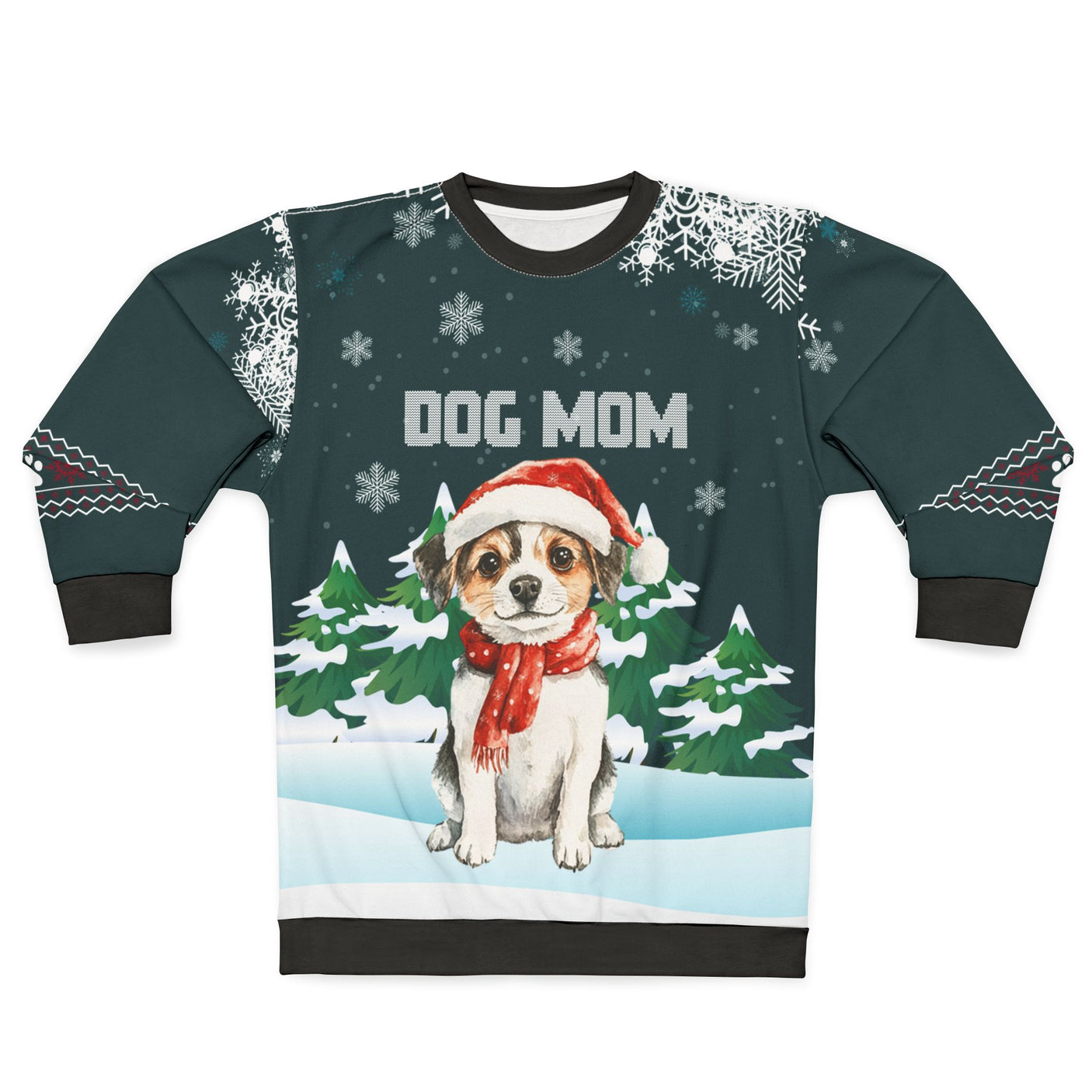 Green AOP holiday sweater for dog moms