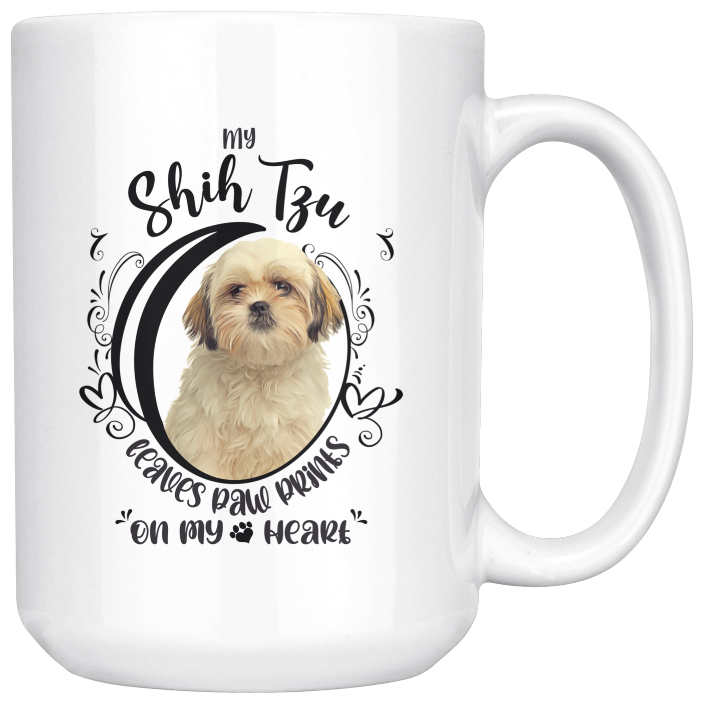 My Shih Tzu Leaves Paw Prints On My Heart White Shih Tzu Mug