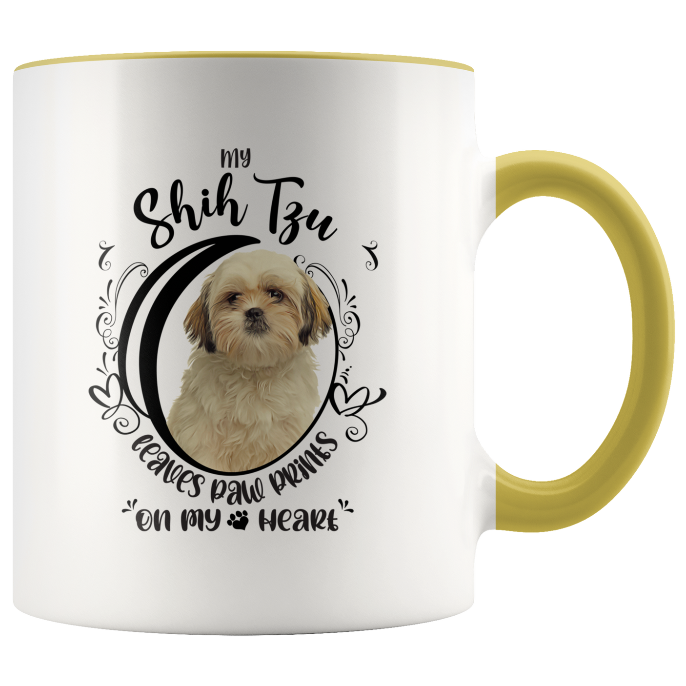 My Shih Tzu Leaves Paw Prints On My Heart White Shih Tzu Color Mug