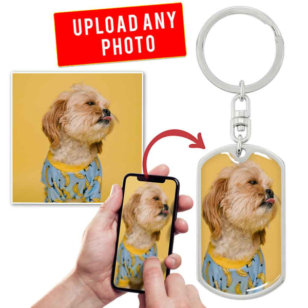 Personalized Custom Photo Shih Tzu Dog Tag Keychain (Put Your Pet on a Dog Tag Keychain)
