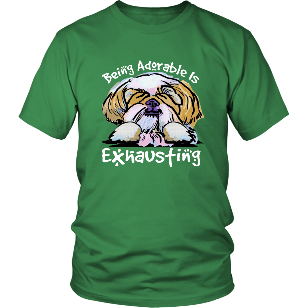 Funny Shih Tzu Tshirt Being Adorable is Exhausting Dog Lover TShirt