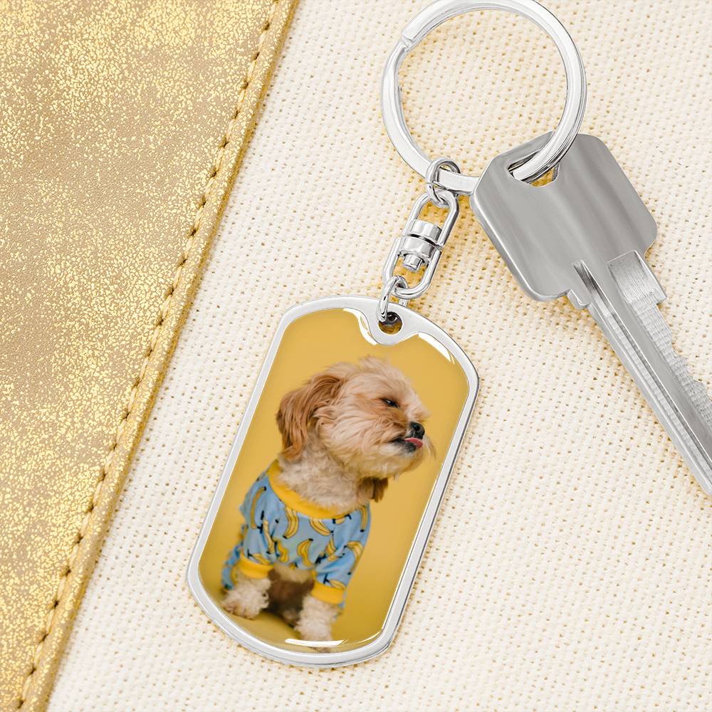 Personalized Custom Photo Shih Tzu Dog Tag Keychain (Put Your Pet on a Dog Tag Keychain)