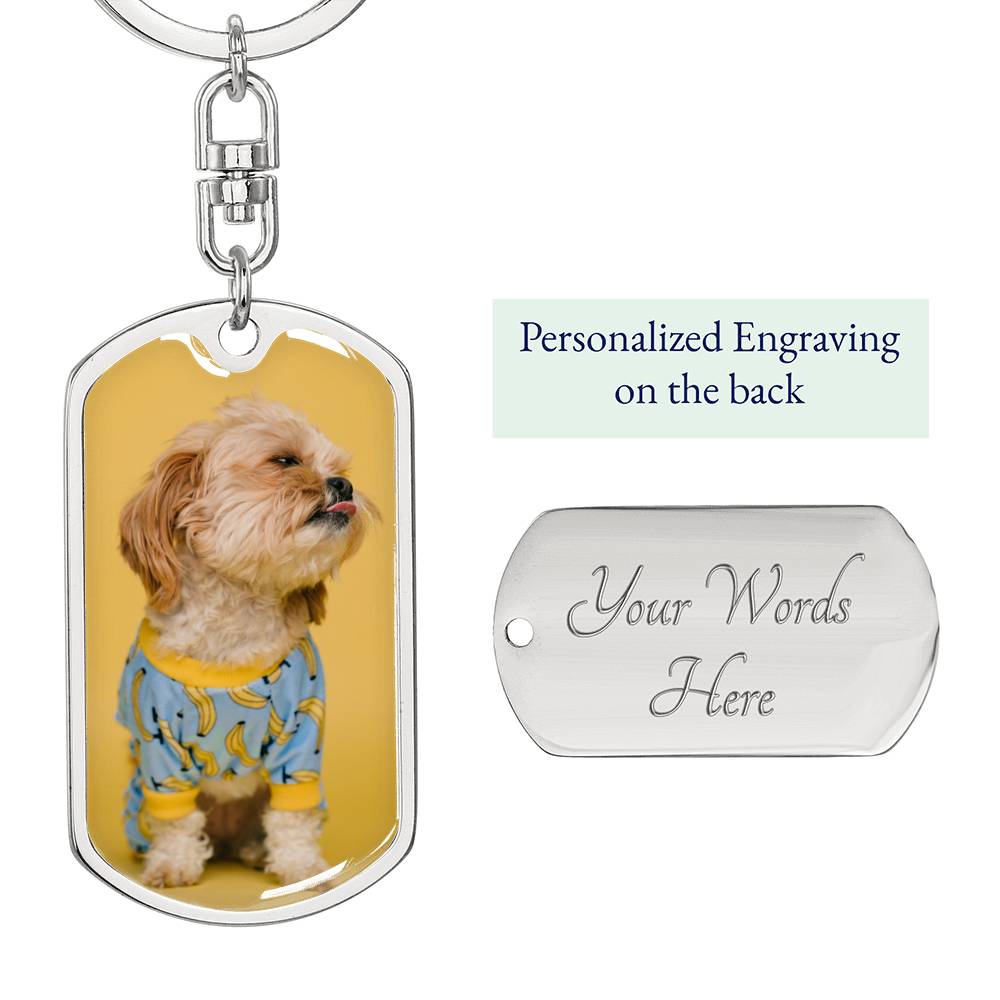 Personalized Custom Photo Shih Tzu Dog Tag Keychain (Put Your Pet on a Dog Tag Keychain)