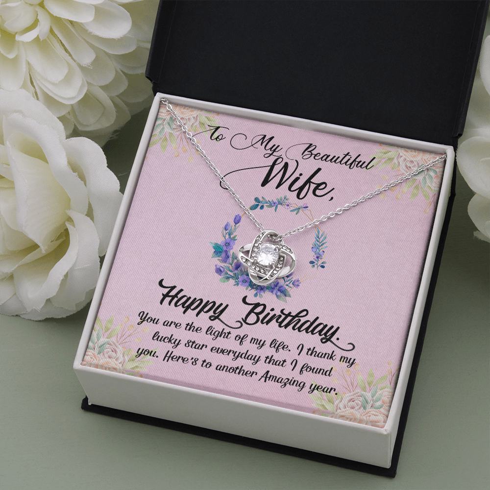 To My Wife Love Knot Necklace Cubic Zirconia Pendant Wife Birthday Jewelry Gift (#264887800753