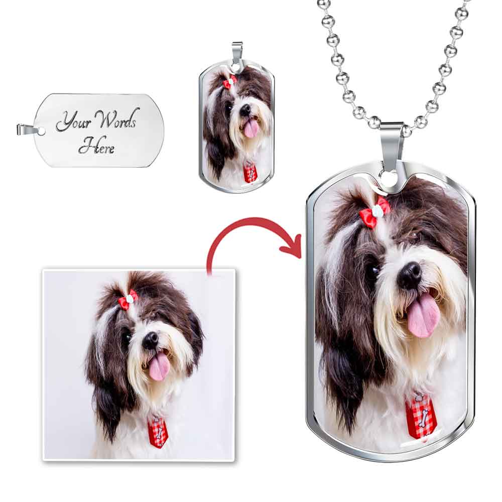 Personalized Custom Photo Shih Tzu Dog Tag Necklace (Put Your Pet on a Dog Tag Necklace)