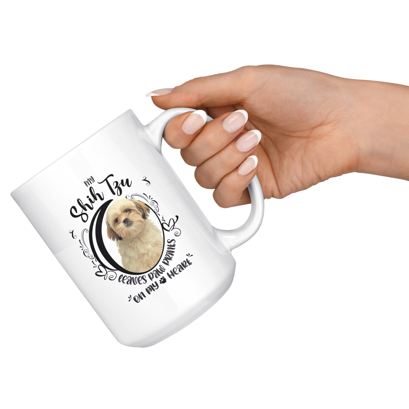 My Shih Tzu Leaves Paw Prints On My Heart White Shih Tzu Mug