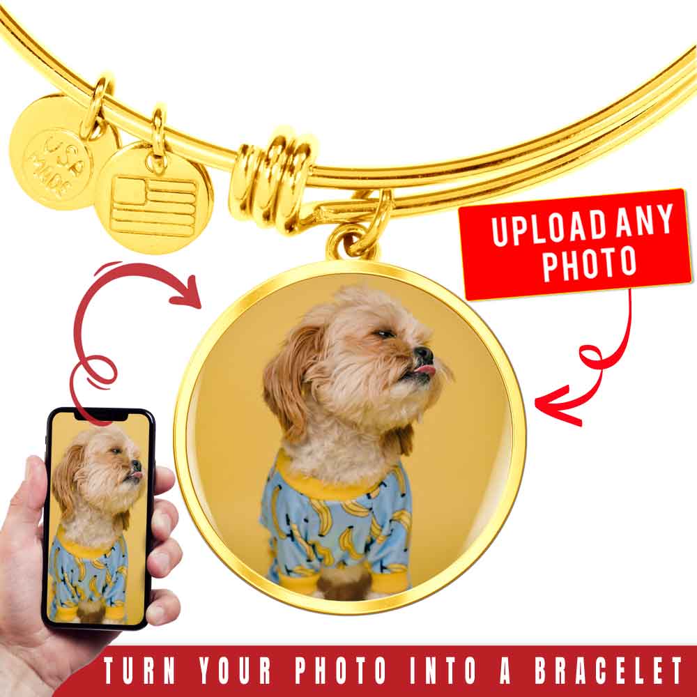 Personalized Custom Photo Shih Tzu Circle Bangle Bracelet (Put Your Pet on a Bracelet)