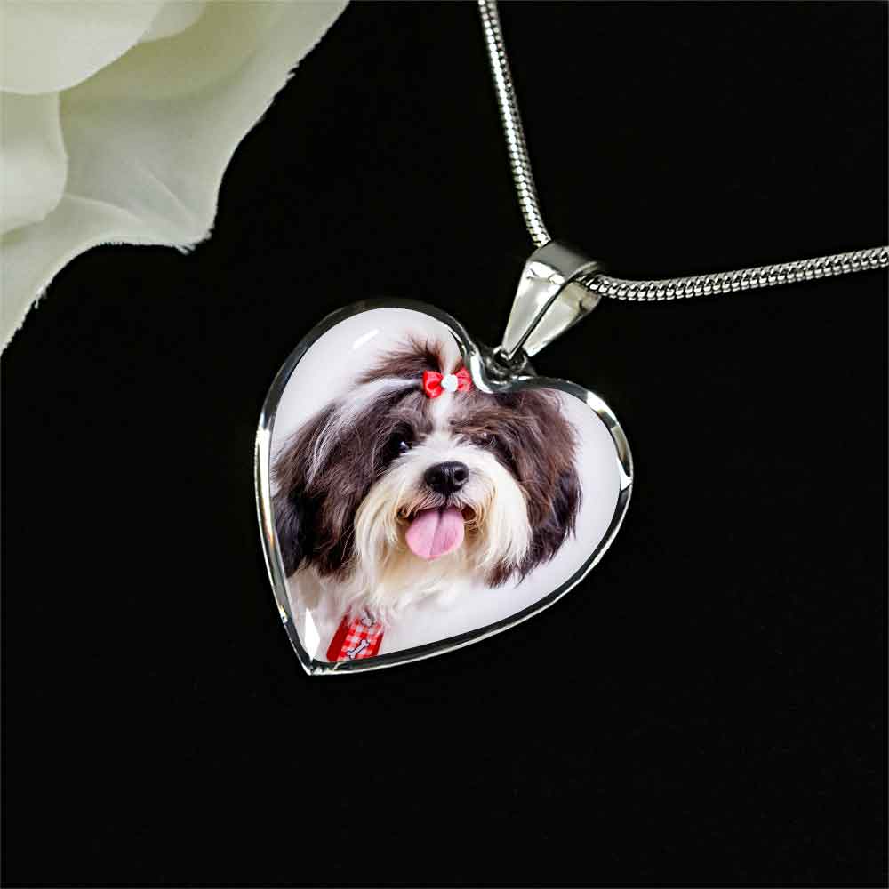 Personalized Custom Photo Shih Tzu Heart Necklace (Put Your Pet on a Necklace)