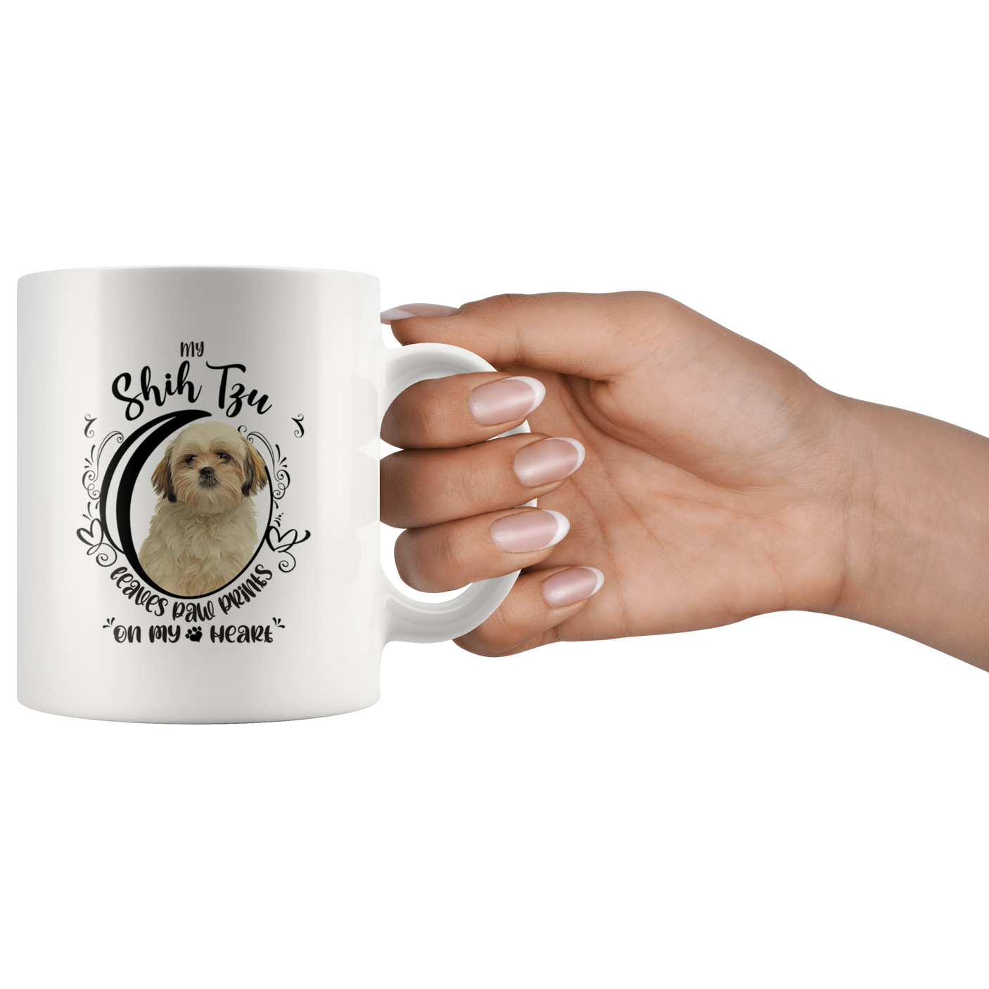 My Shih Tzu Leaves Paw Prints On My Heart White Shih Tzu Mug