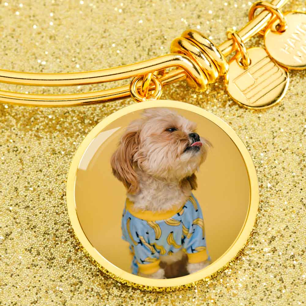 Personalized Custom Photo Shih Tzu Circle Bangle Bracelet (Put Your Pet on a Bracelet)