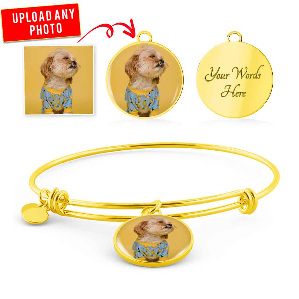 Personalized Custom Photo Shih Tzu Circle Bangle Bracelet (Put Your Pet on a Bracelet)