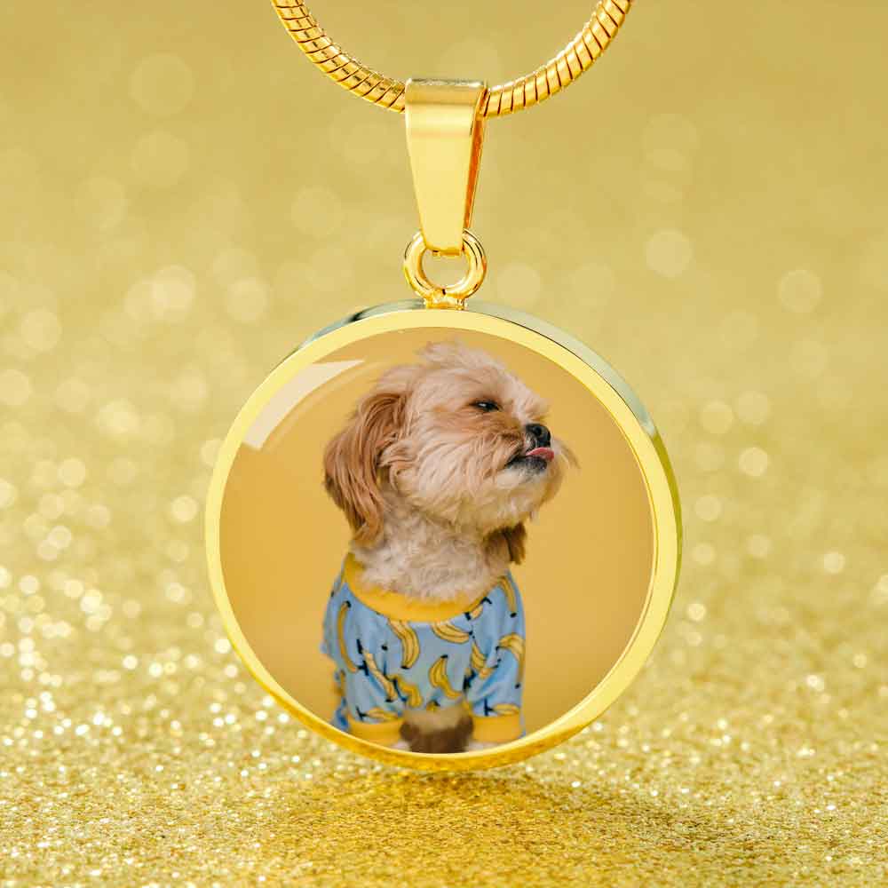 Personalized Custom Photo Shih Tzu Circle Necklace (Put Your Pet on a Necklace)