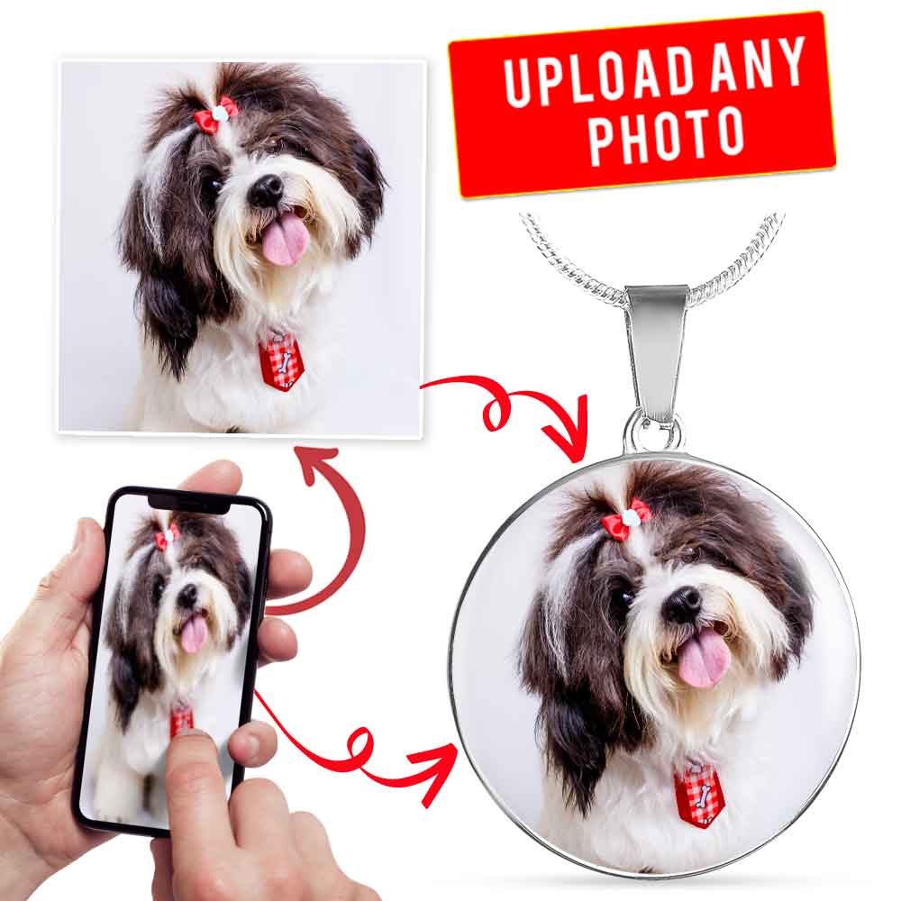 Personalized Custom Photo Shih Tzu Circle Necklace (Put Your Pet on a Necklace)