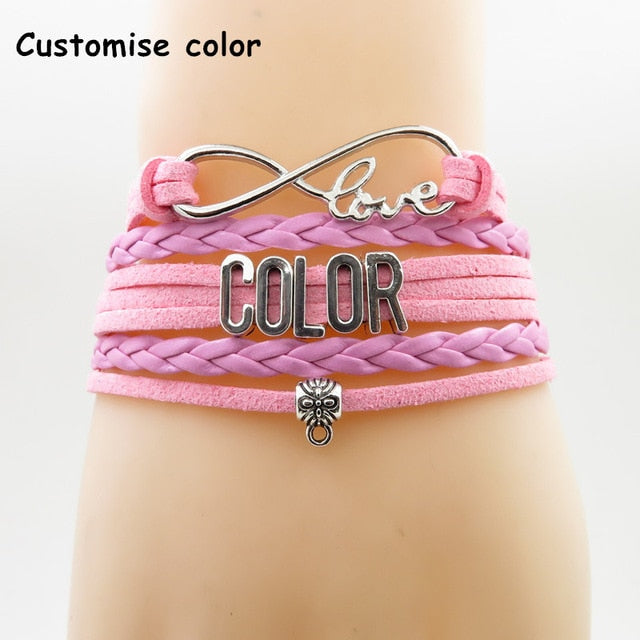 SHIHTZU MOM Infinity Love Leather Braided Bracelet With Paw Print Charms