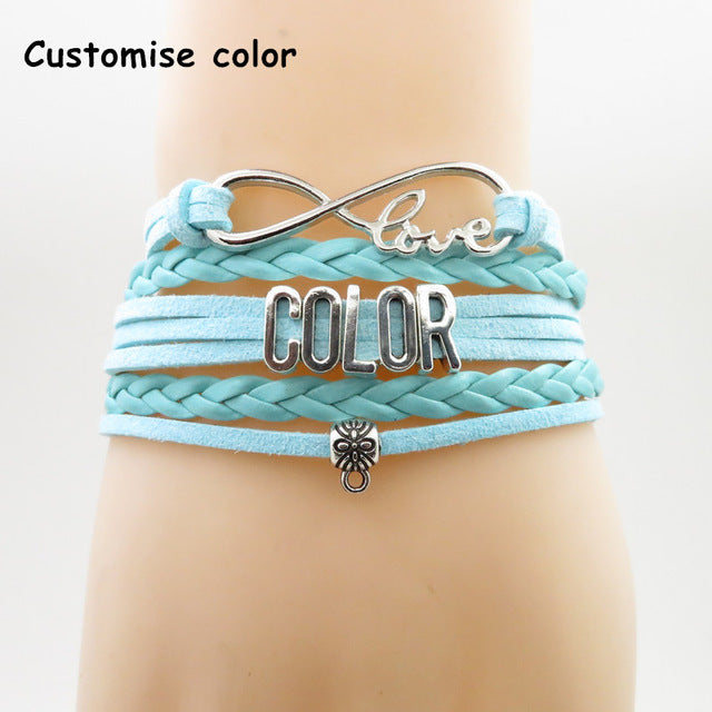 SHIHTZU MOM Infinity Love Leather Braided Bracelet With Paw Print Charms