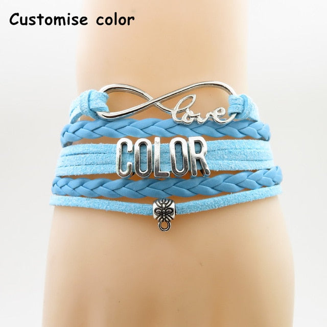 SHIHTZU MOM Infinity Love Leather Braided Bracelet With Paw Print Charms