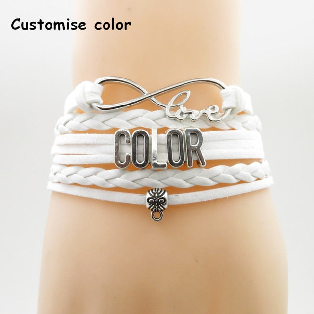 SHIHTZU MOM Infinity Love Leather Braided Bracelet With Paw Print Charms