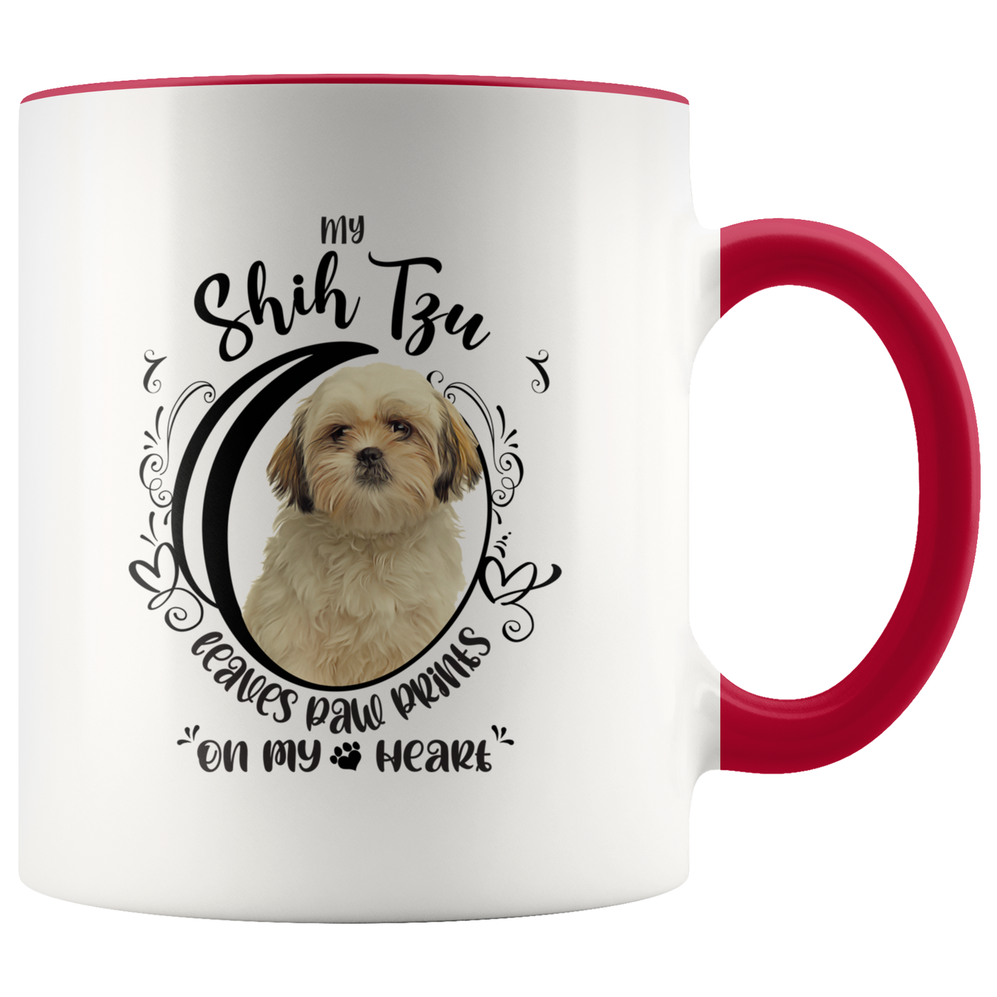 My Shih Tzu Leaves Paw Prints On My Heart White Shih Tzu Color Mug