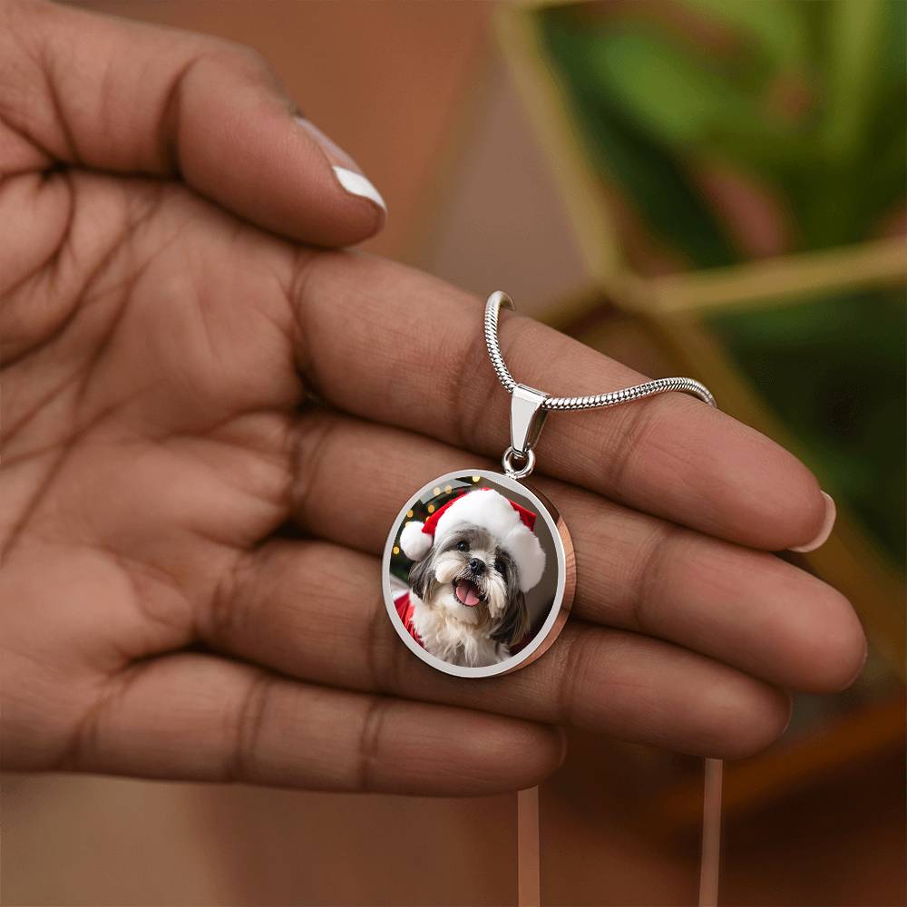 Personalized Custom Photo Shih Tzu Circle Necklace (Put Your Shih Tzu on a Necklace)