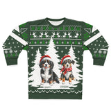 AOP Sweatshirt – Personalized Two Dogs Christmas Sweater | Custom Pet Name Holiday Sweatshirt