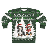AOP Sweatshirt – Personalized Two Dogs Christmas Sweater | Custom Pet Name Holiday Sweatshirt