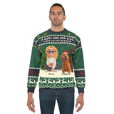 Personalized Girl and Dog Christmas Sweater – Custom Pet & Owner Cartoon Clipart Holiday Sweatshirt | Custom Names Gift for Dog Lovers