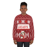 AOP Sweatshirt – Personalized Dog Name Christmas Sweater | Custom “Dog Mom” Holiday Gift