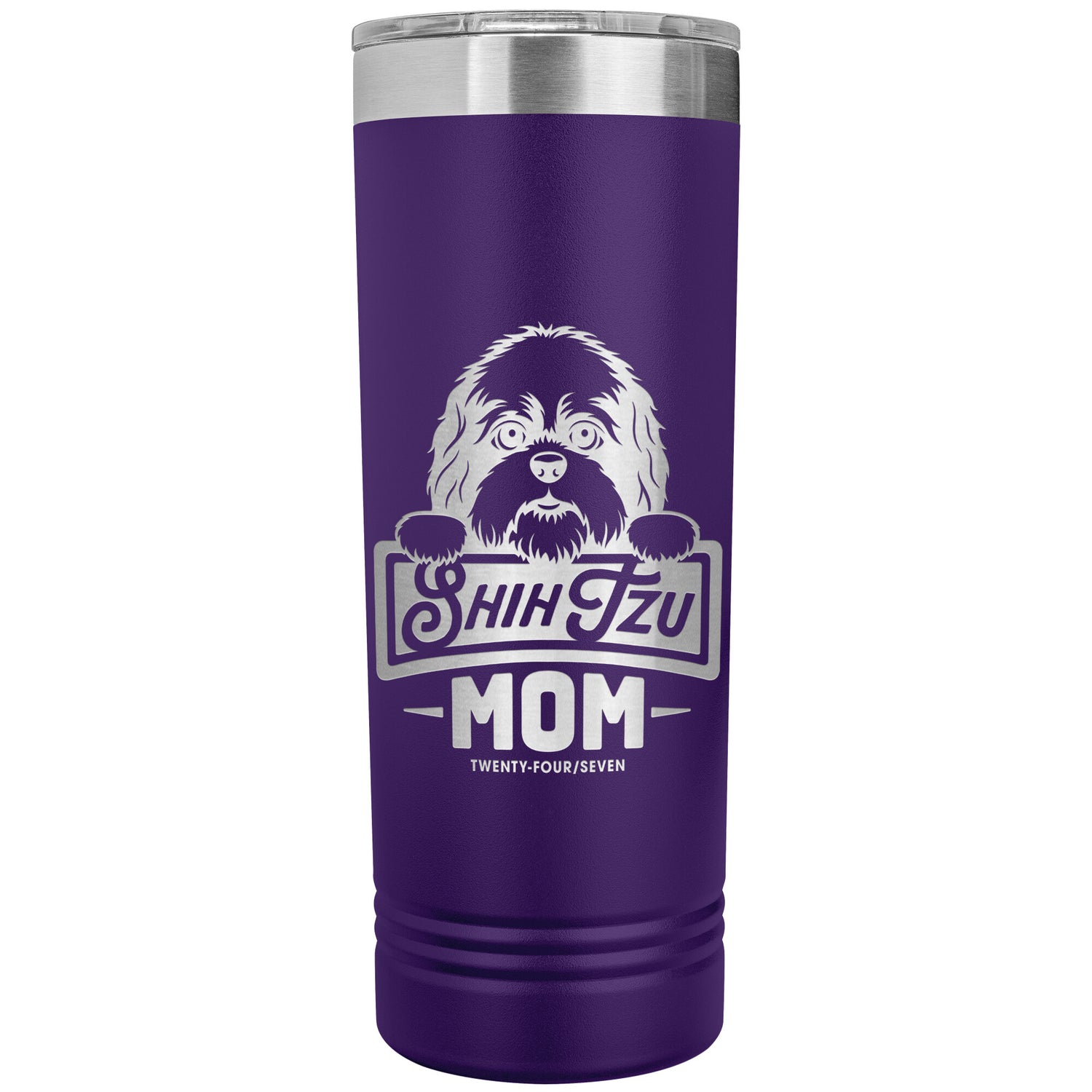 22 OZ. SKINNY TUMBLER -Shih Tzu Mom - Peeking