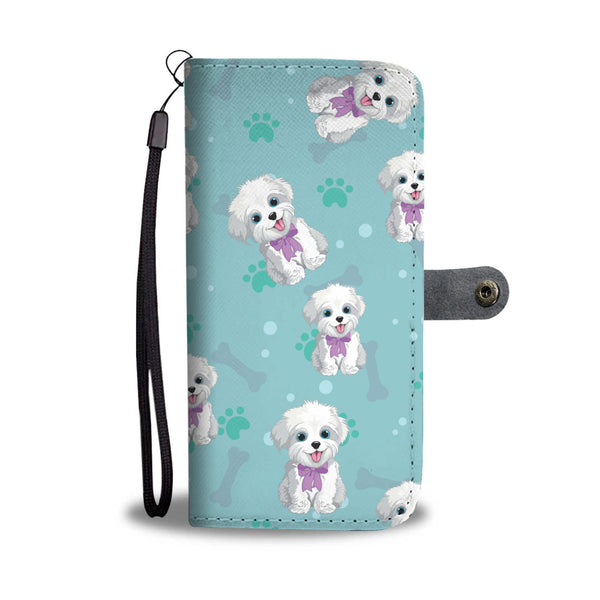 Happy SHIH TZU Paw and Bone Design Shih Tzu Phone Wallet Case