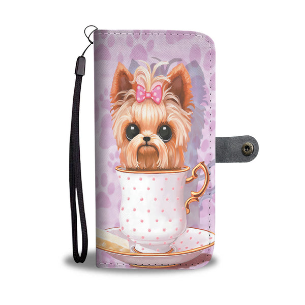 Yorkie Coffee Cup Phone Wallet Case