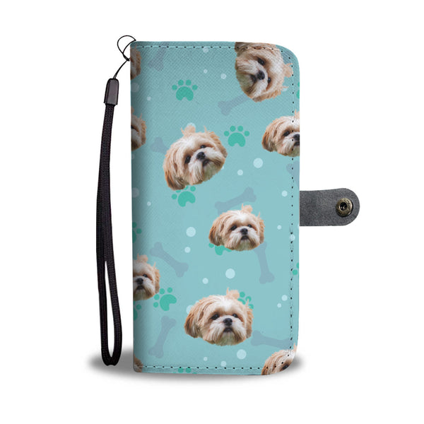 Personalized Custom Photo Shih Tzu Pet Face Wallet Phone Case With RFID Blocker