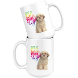Life Is Better With A Dog Shih Tzu  White Mug (Colorful Text)