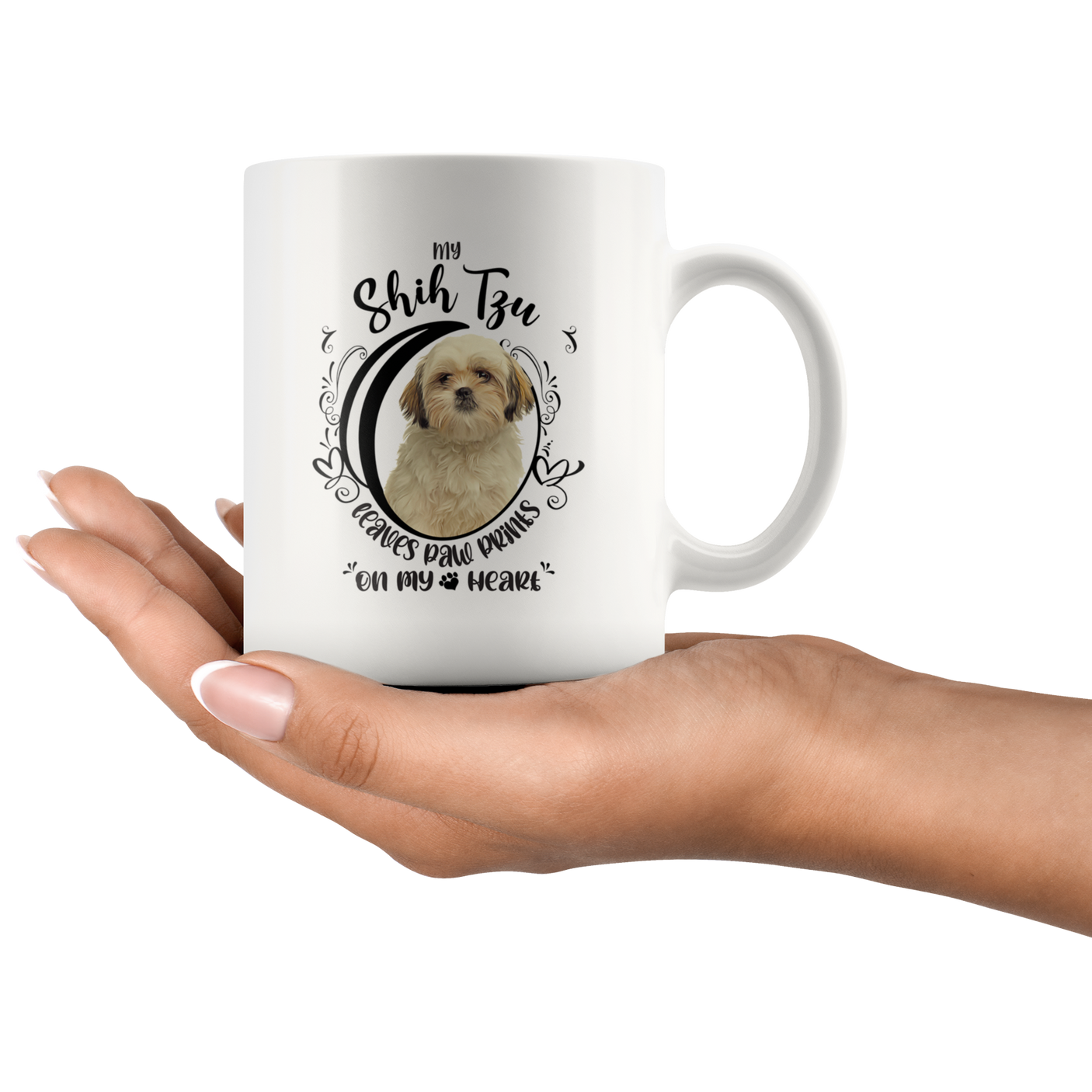 My Shih Tzu Leaves Paw Prints On My Heart White Shih Tzu Mug
