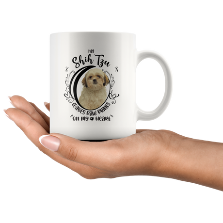 My Shih Tzu Leaves Paw Prints On My Heart White Shih Tzu Mug