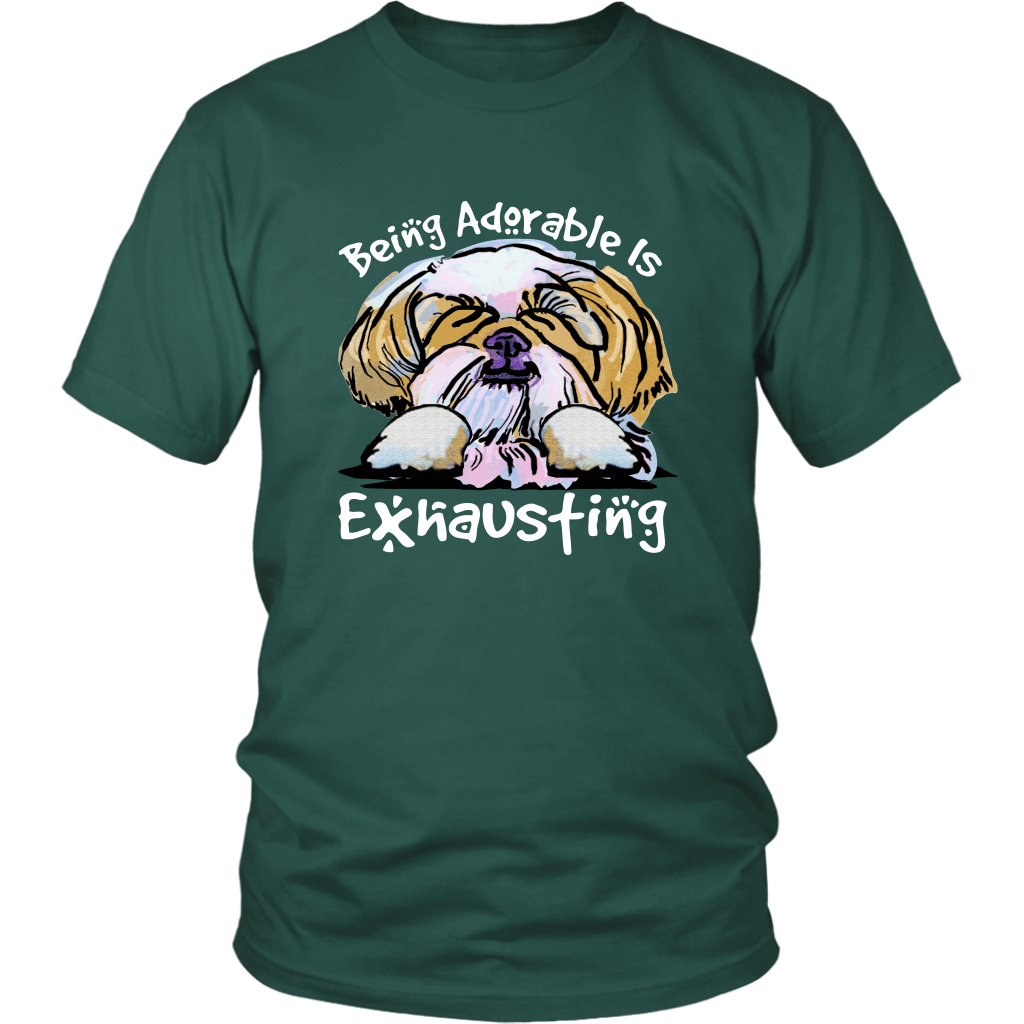 Funny Shih Tzu Tshirt Being Adorable is Exhausting Dog Lover TShirt