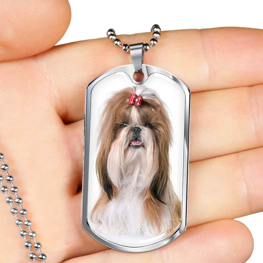 Personalized Custom Photo Shih Tzu Dog Tag Necklace (Put Your Pet on a Dog Tag Necklace)