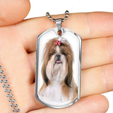 Personalized Custom Photo Shih Tzu Dog Tag Necklace (Put Your Pet on a Dog Tag Necklace)