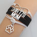 SHIHTZU MOM Infinity Love Leather Braided Bracelet With Paw Print Charms