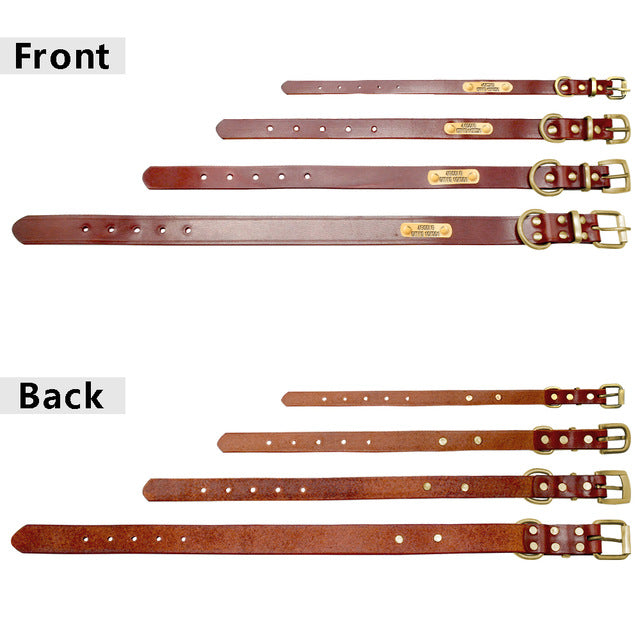 Personalized Dog ID Collar Leather Customized Engraved Pet ID Tag
