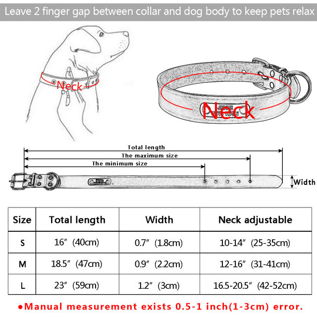 Personalized Dog ID Collar Leather Customized Engraved Pet ID Tag