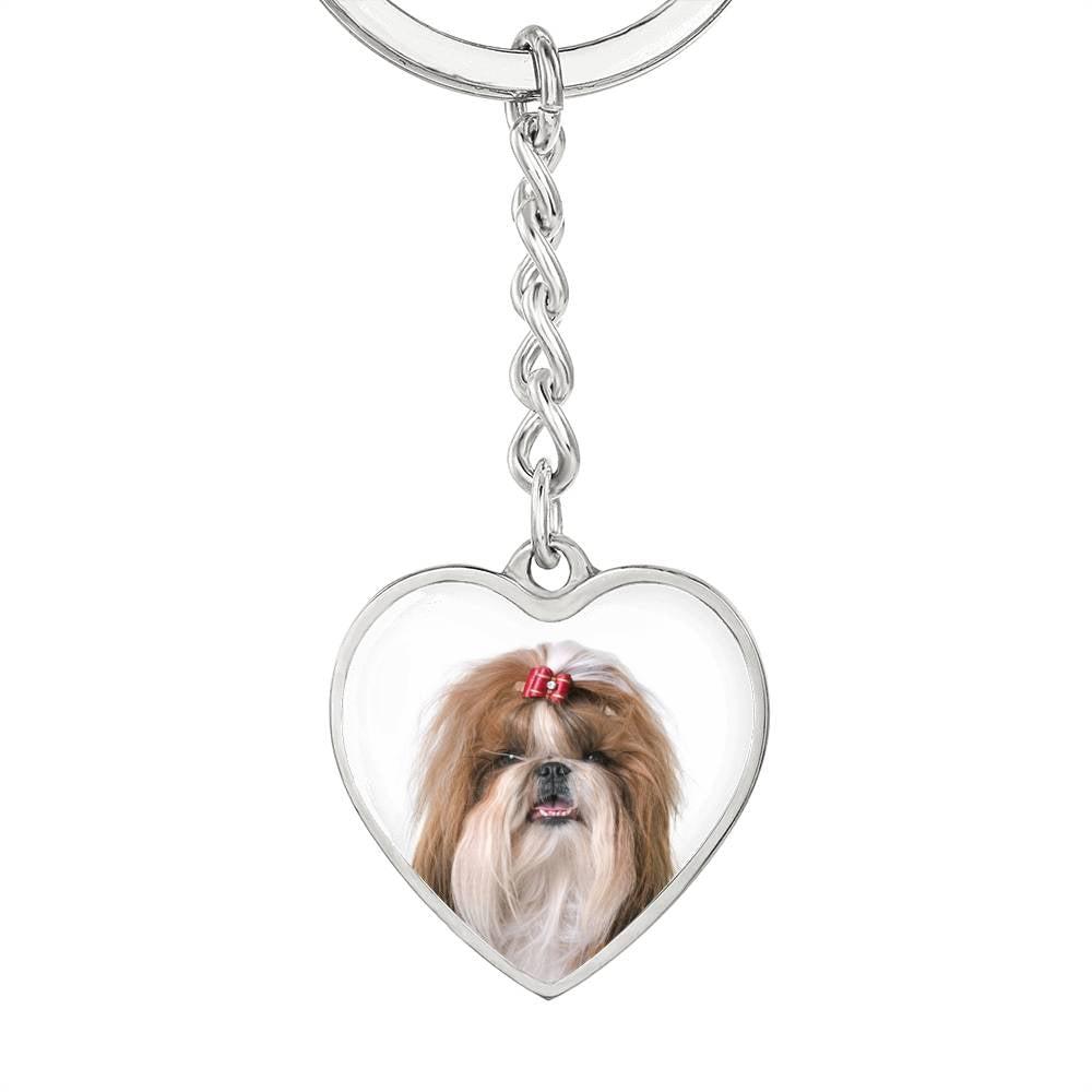 Personalized Custom Photo Shih Tzu Heart Keychain (Put Your Pet on a Keychain)