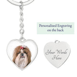 Personalized Custom Photo Shih Tzu Heart Keychain (Put Your Pet on a Keychain)