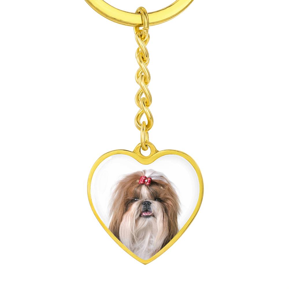 Personalized Custom Photo Shih Tzu Heart Keychain (Put Your Pet on a Keychain)