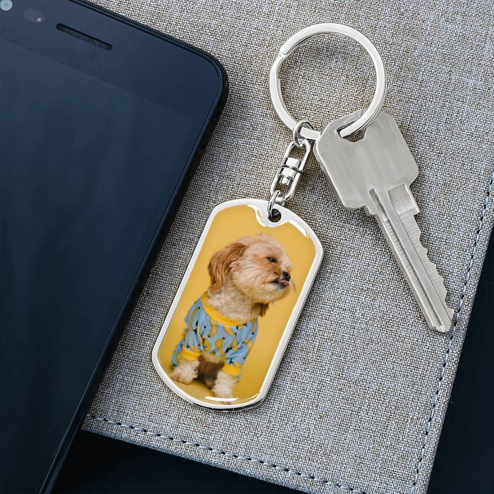 Personalized Custom Photo Shih Tzu Dog Tag Keychain (Put Your Pet on a Dog Tag Keychain)