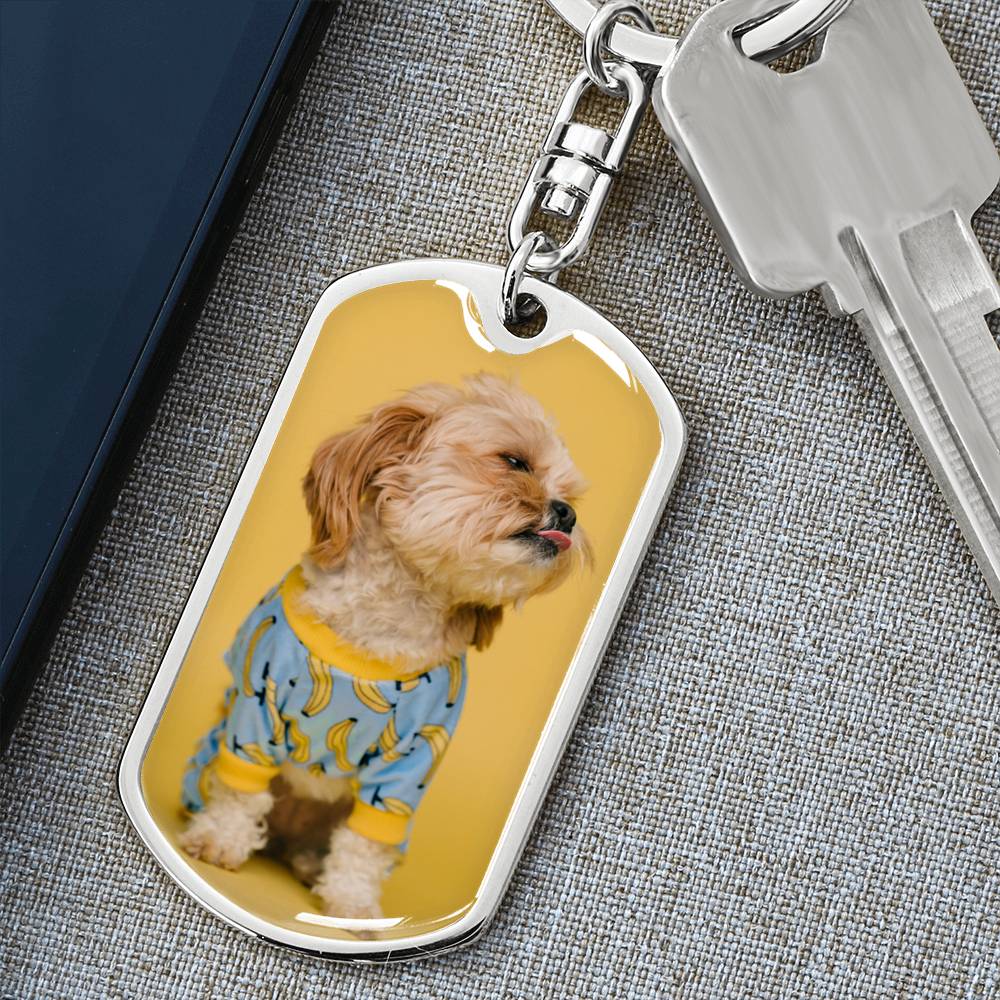 Personalized Custom Photo Shih Tzu Dog Tag Keychain (Put Your Pet on a Dog Tag Keychain)