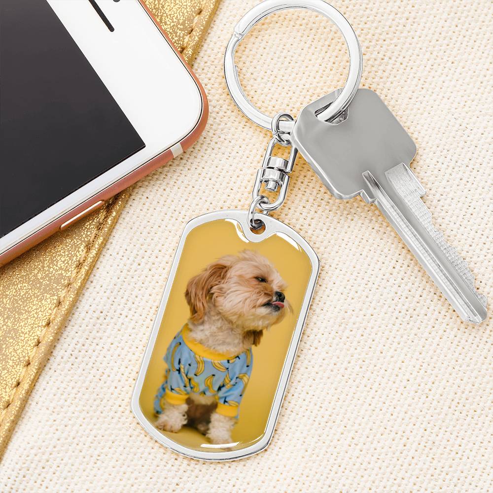 Personalized Custom Photo Shih Tzu Dog Tag Keychain (Put Your Pet on a Dog Tag Keychain)