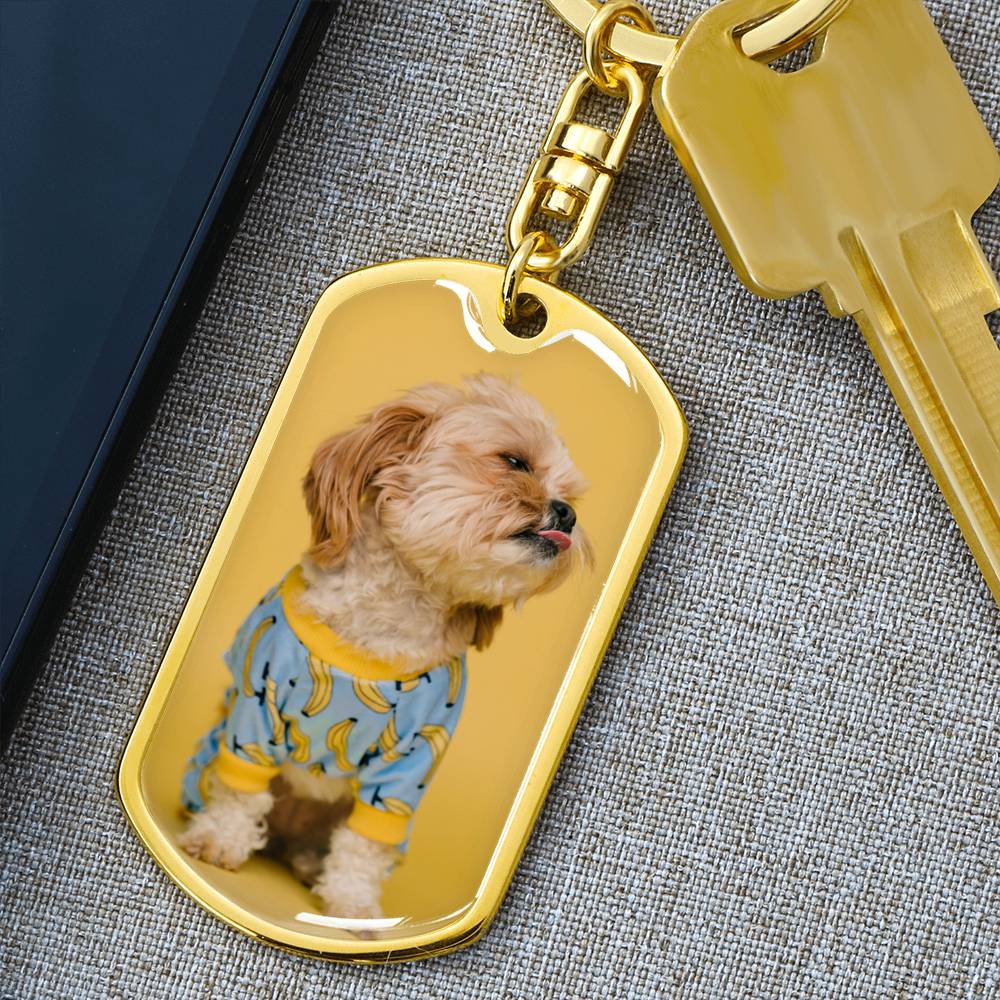Personalized Custom Photo Shih Tzu Dog Tag Keychain (Put Your Pet on a Dog Tag Keychain)