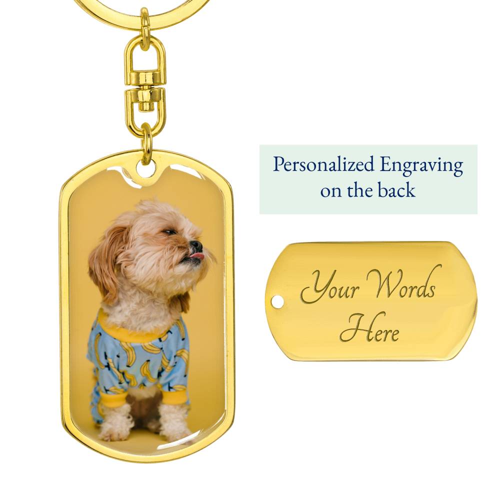 Personalized Custom Photo Shih Tzu Dog Tag Keychain (Put Your Pet on a Dog Tag Keychain)